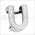 5mm flat LETTER U grip-it slider ANT. SILVER - 10 pcs