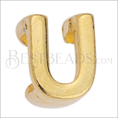 5mm flat LETTER U grip-it slider GOLD - 10 pcs