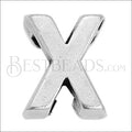 5mm flat LETTER X grip-it slider ANT. SILVER - 10 pcs