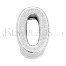 5mm flat NUMBER 0 grip-it slider ANT. SILVER - 10 pcs