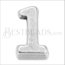 5mm flat NUMBER 1 grip-it slider ANT. SILVER - 10 pcs