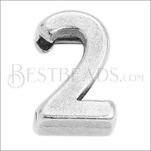 5mm flat NUMBER 2 grip-it slider ANT. SILVER - 10 pcs
