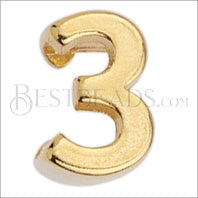 5mm flat NUMBER 3 grip-it slider GOLD - 10 pcs