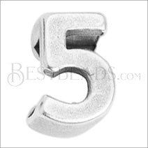 5mm flat NUMBER 5 grip-it slider ANT. SILVER - 10 pcs