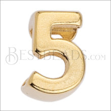 5mm flat NUMBER 5 grip-it slider GOLD - 10 pcs