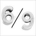 5mm flat NUMBER 6 or 9 grip-it slider ANT. SILVER - 10 pcs