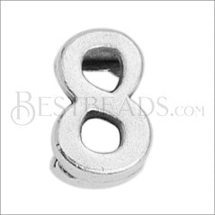 5mm flat NUMBER 8 grip-it slider ANT. SILVER - 10 pcs