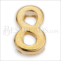 5mm flat NUMBER 8 grip-it slider GOLD - 10 pcs