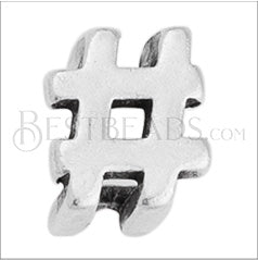 5mm flat HASHTAG # grip-it slider ANT. SILVER - 10 pcs
