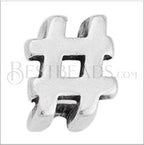 5mm flat HASHTAG # grip-it slider ANT. SILVER - 10 pcs