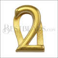 10mm flat NUMBER 2 spacer SHINY GOLD - 10 pcs