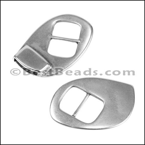 10mm flat TEARDROP SLIDE clasp ANT SILVER - 10 pcs