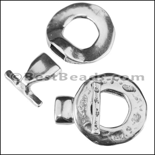 8mm flat RUSTIC TOGGLE connector clasp ANT SILVER - 10 pcs
