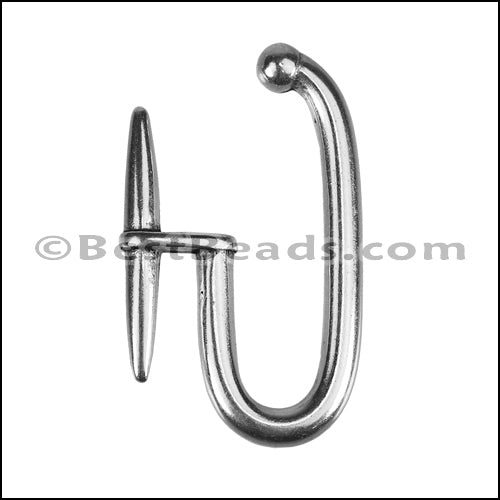 10mm flat C HOOK clasp ANTIQUE SILVER - 10 clasps