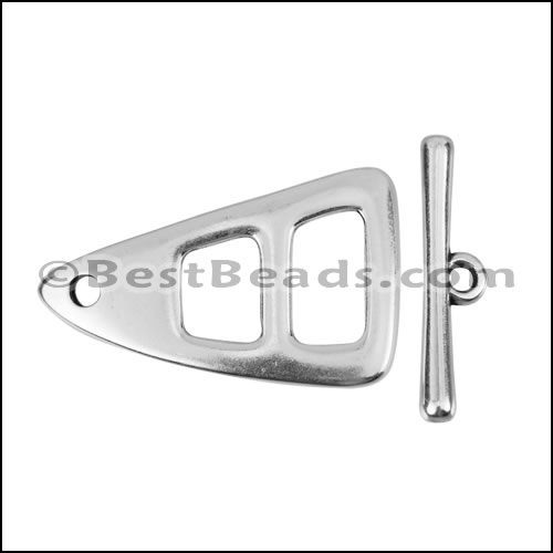 LARGE TRIANGLE TOGGLE clasp ANTIQUE SILVER - 10 clasps