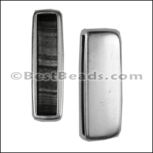 20mm flat DOUBLE WIDE (no loop) end ANT SILVER - 10 pcs