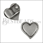 10mm flat ADJUSTABLE HEART clasp ANT SILVER - 10 pcs