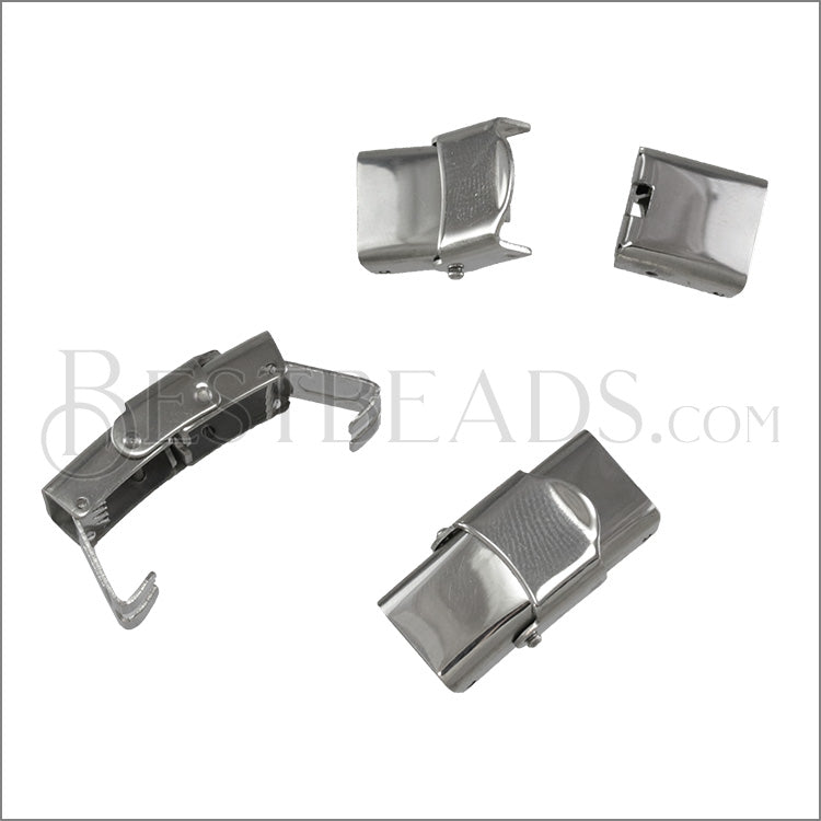 10mm flat CLAMP clasp STEEL - 10 clasps