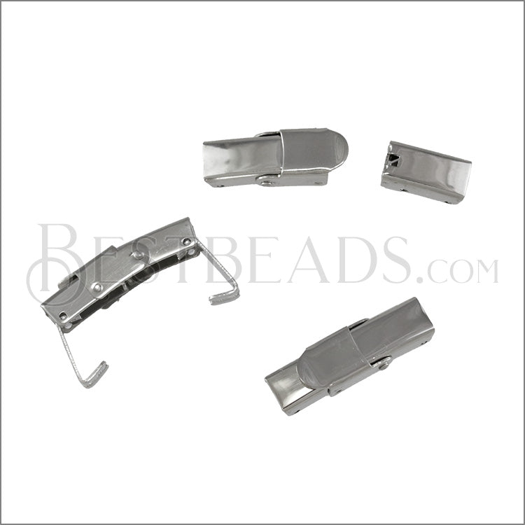 5mm flat CLAMP clasp STEEL - 10 clasps