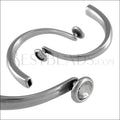 3mm Flat CABOCHON Half-Cuff ANT SILVER - 5 pcs - WITH CRYSTAL