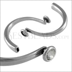 3mm Flat CABOCHON Half-Cuff ANT SILVER - 5 pcs - WITH CRYSTAL