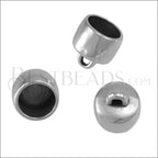 14mm round END CAP with loop ANT SILVER - 10 pcs