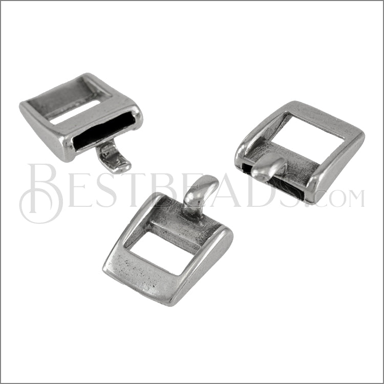 10mm flat BUCKLE clasp ANT SILVER - 10 pcs