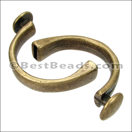 5mm flat CUFF DISC clasp ANT BRASS - 5 pcs