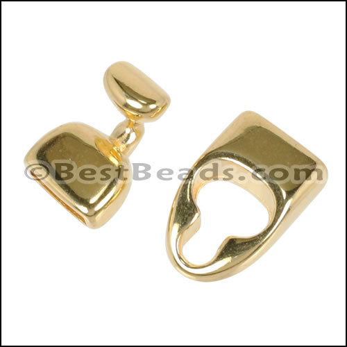 10mm flat KEY HOLE clasp GOLD - 10 clasps