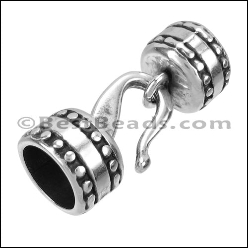 10mm round HOOK clasp ANT SILVER - 7 clasps