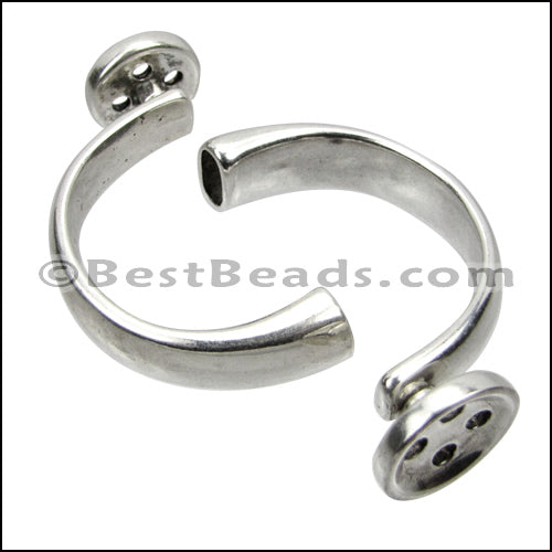 5mm round SMALL CUFF BUTTON clasp ANT SILVER - 5 pcs