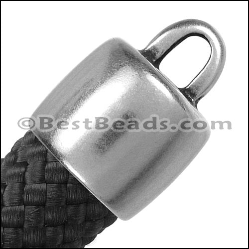 10mm round LOOP END clasp ANT SILVER - 10 pcs