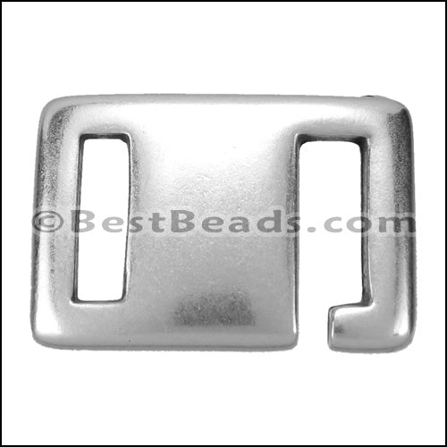 10mm flat SQUARE HOOK clasp ANT SILVER - 10 pcs