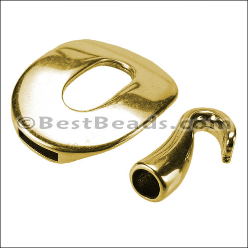 2mm round BUCKLE & HOOK clasp GOLD - 5 clasps