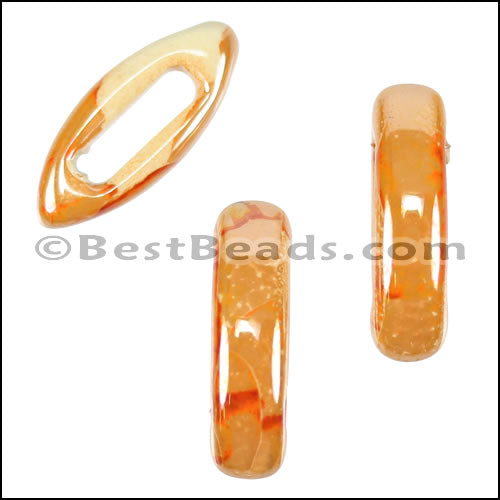 8mm flat PEACH:ORANGE 5mm Wide Ceramic bead - 10 pcs