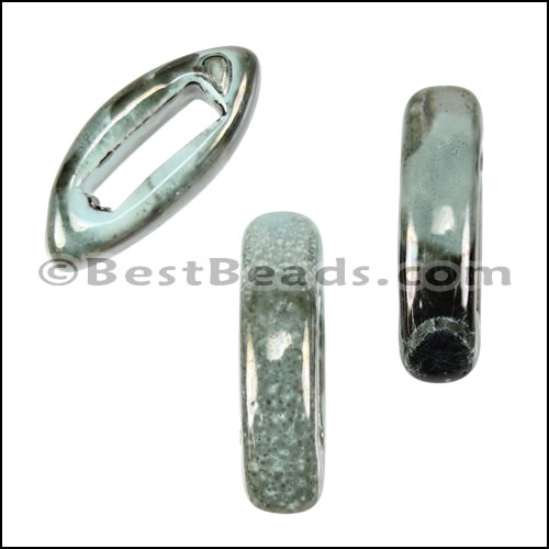 8mm flat GUNMETAL:TURQUOISE 5mm Wide Ceramic bead - 10 pcs