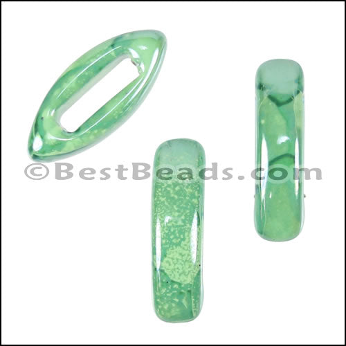 8mm flat TEAL:LIME 5mm Wide Ceramic bead - 10 pcs