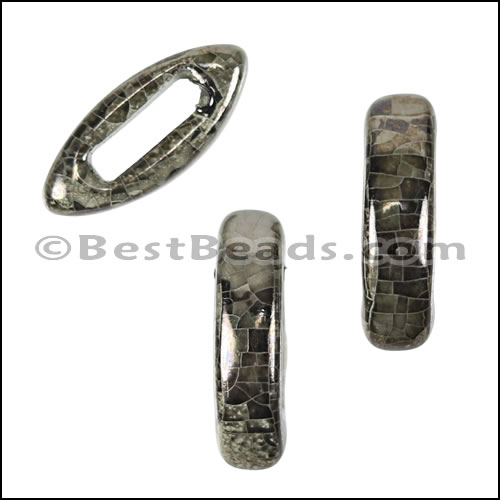 8mm flat GREY:BLACK 5mm Wide Ceramic bead - 10 pcs