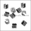 2mm SMALL DOTS WIDE crimp ANT SILVER - 10 pcs