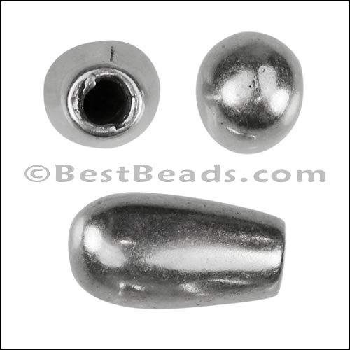 2.5mm round TEARDROP end cap ANTIQUE SILVER - 10 pcs