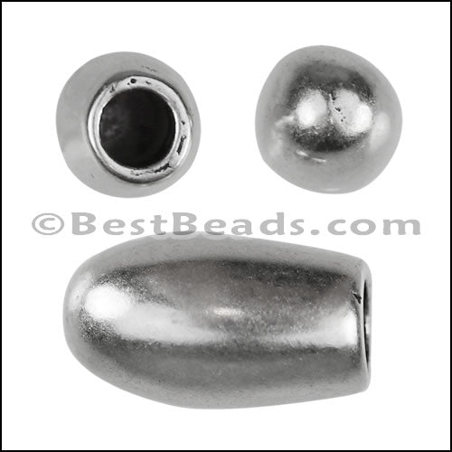 4mm round HAMMERED TEARDROP end cap ANTIQUE SILVER - 10 pcs