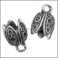 6mm round TULIP loop end ANTIQUE SILVER - 10 pcs