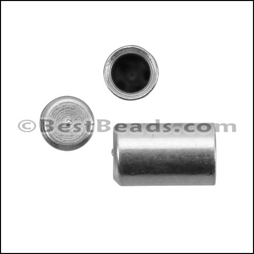 2mm round CYLINDER end cap ANTIQUE SILVER - 10 pcs