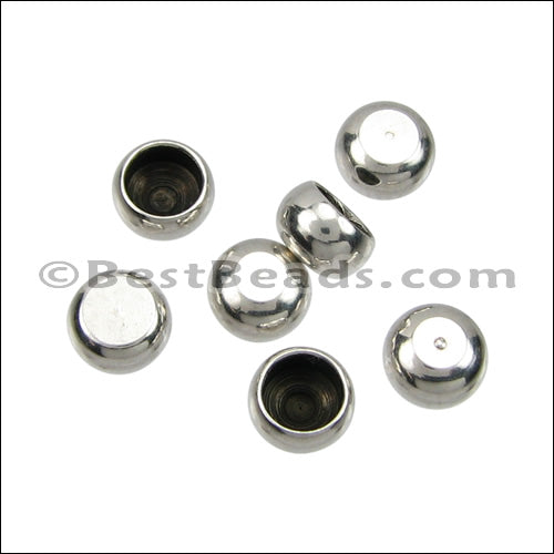 4mm round ball end caps SILVER - 50 pcs