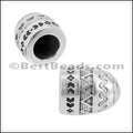 5mm round PATTERNED end cap ANTIQUE SILVER - 10 pcs