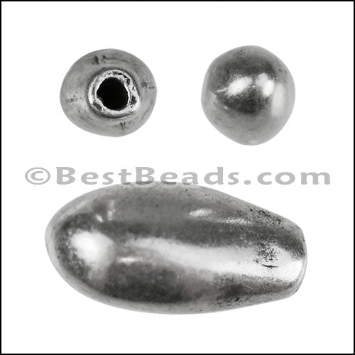 1mm round HAMMERED TEARDROP end cap ANTIQUE SILVER - 10 pcs