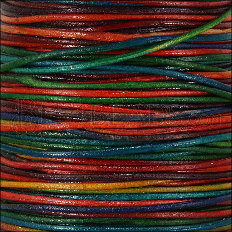 1mm round KANGAROO leather MULTI - 25m SPOOL