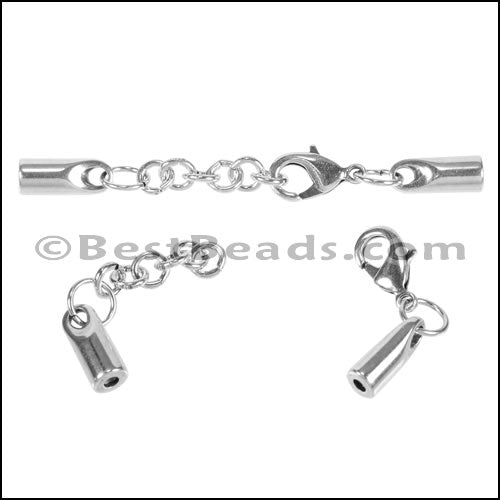 2mm Round SMOOTH ext. clasp ANT SILVER - 10 clasps