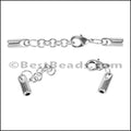 3mm Round SMOOTH ext. clasp ANT SILVER - 10 clasps