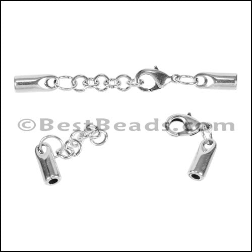 3mm Round SMOOTH ext. clasp ANT SILVER - 10 clasps